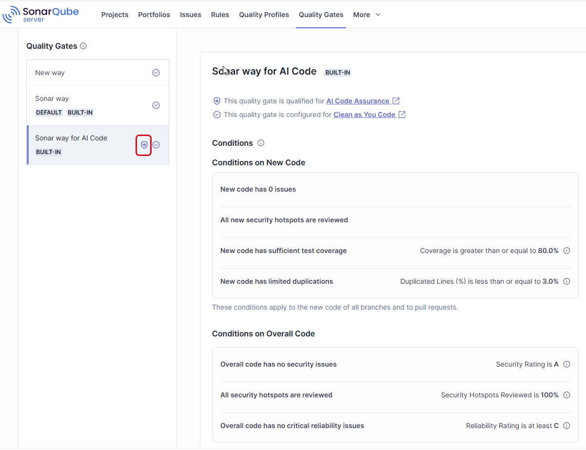 The built-in quality gate for AI Code.