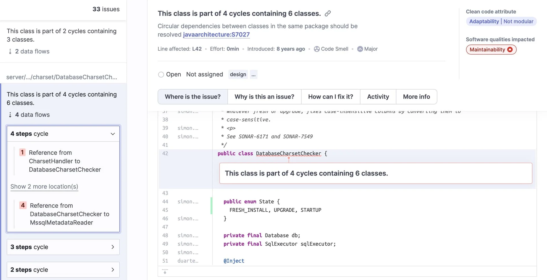 Cycle detection in SonarQube Server