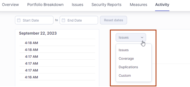 Selecting another metric category
